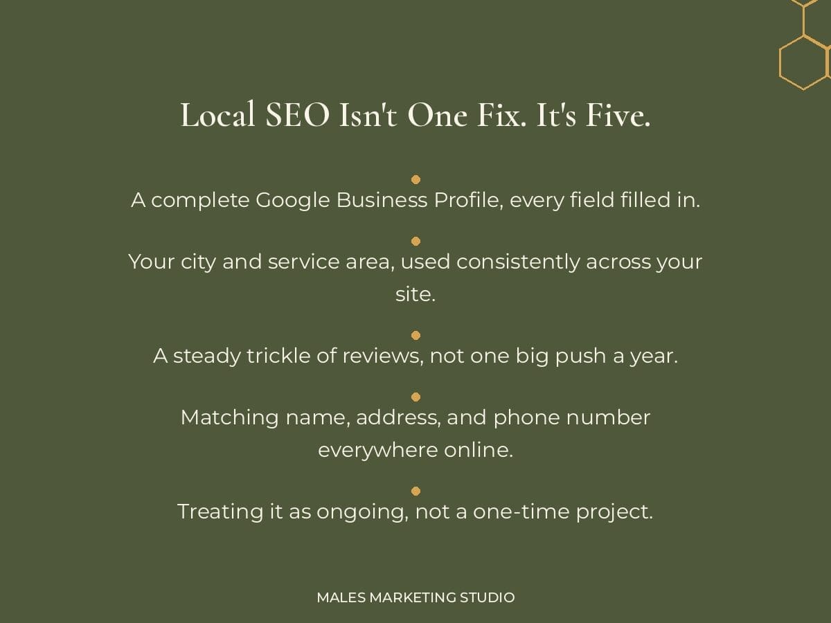 a checklist of tips for photographers showing local seo plans for their business
