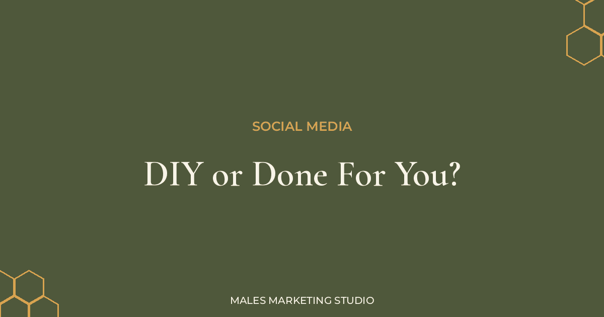 text on green background asking is social media management for photographers DIY or done for you the right choice