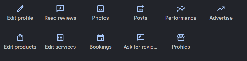 a screenshot of google business profile settings to increase local seo